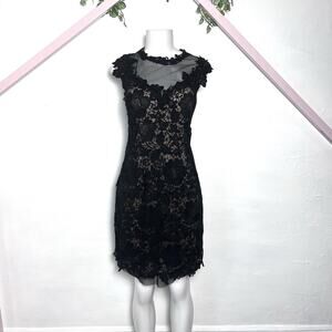 90’s Vintage Black Dress Lace Floral 1990s Formal Cocktail Party Goth Size 10 M
